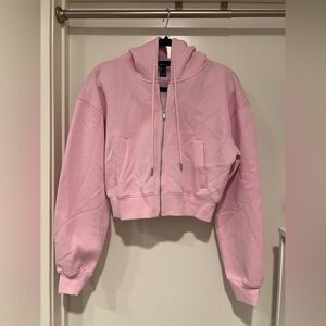 NEW NEVER WORN Pink Cropped Hoodie Jacket